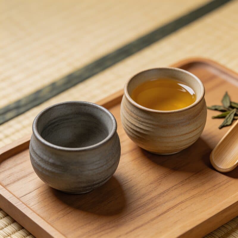 禅意粗陶茶杯套装