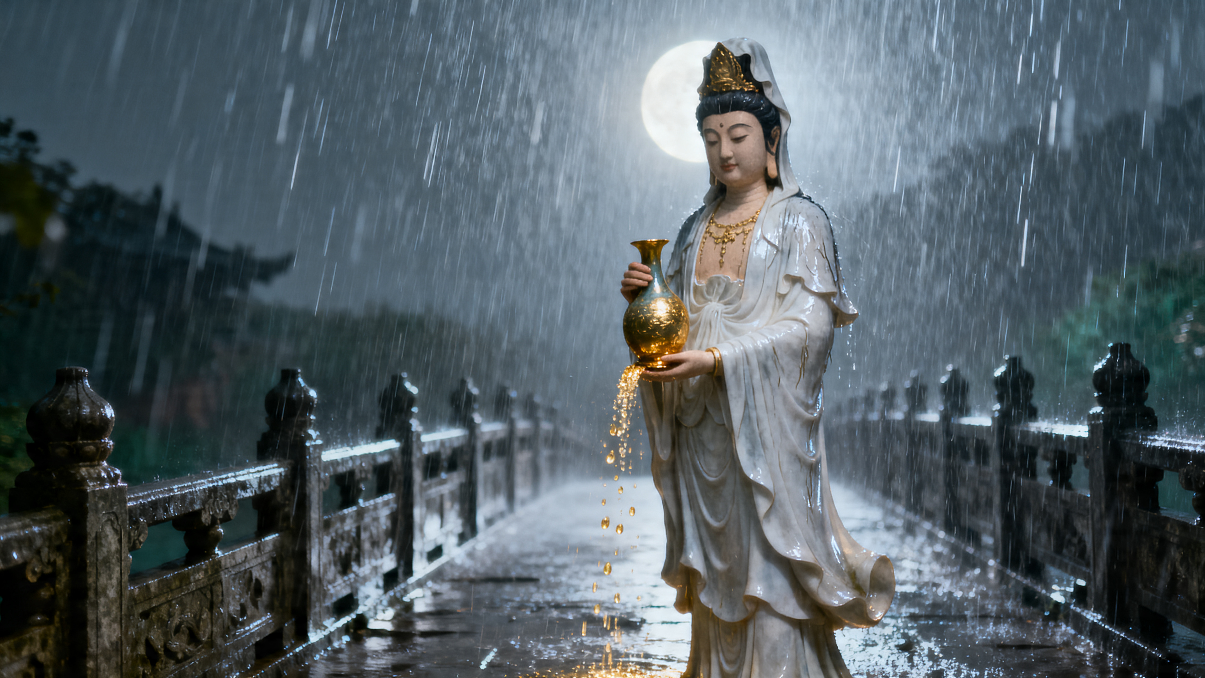 관음보살 · 비 속의 자비