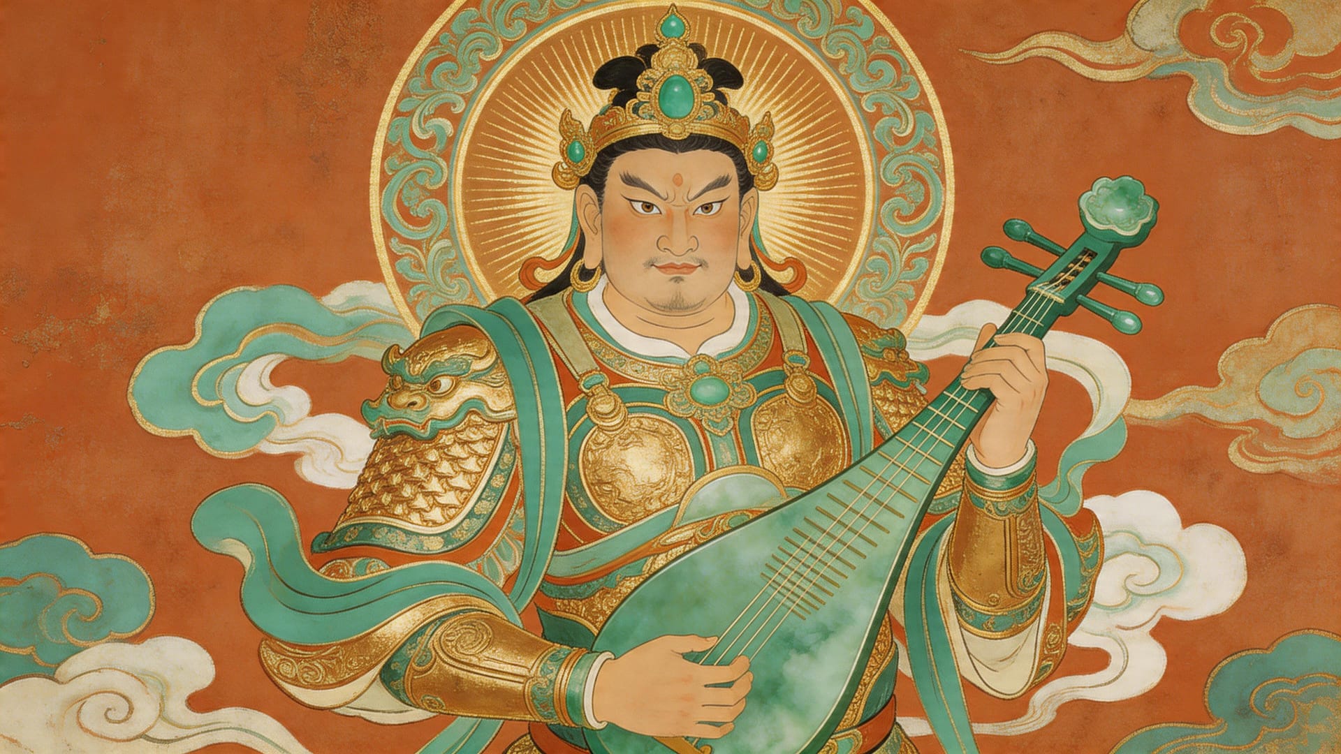 동방 지국천왕 · 비파를 타며