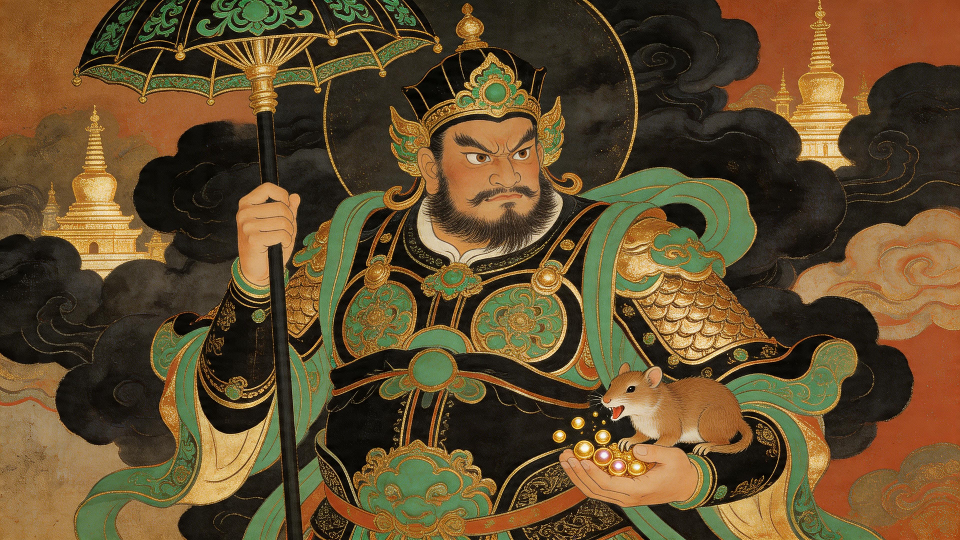 북방 다문천왕 · 보산으로 호법하며