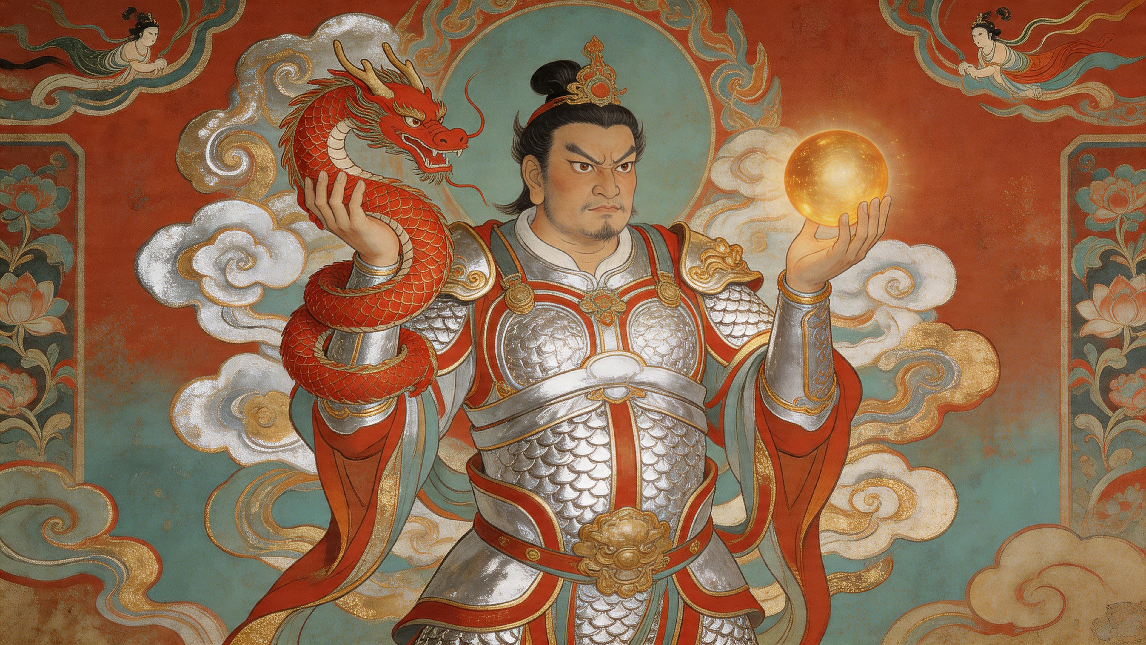 서방 광목천왕 · 용을 제어하며