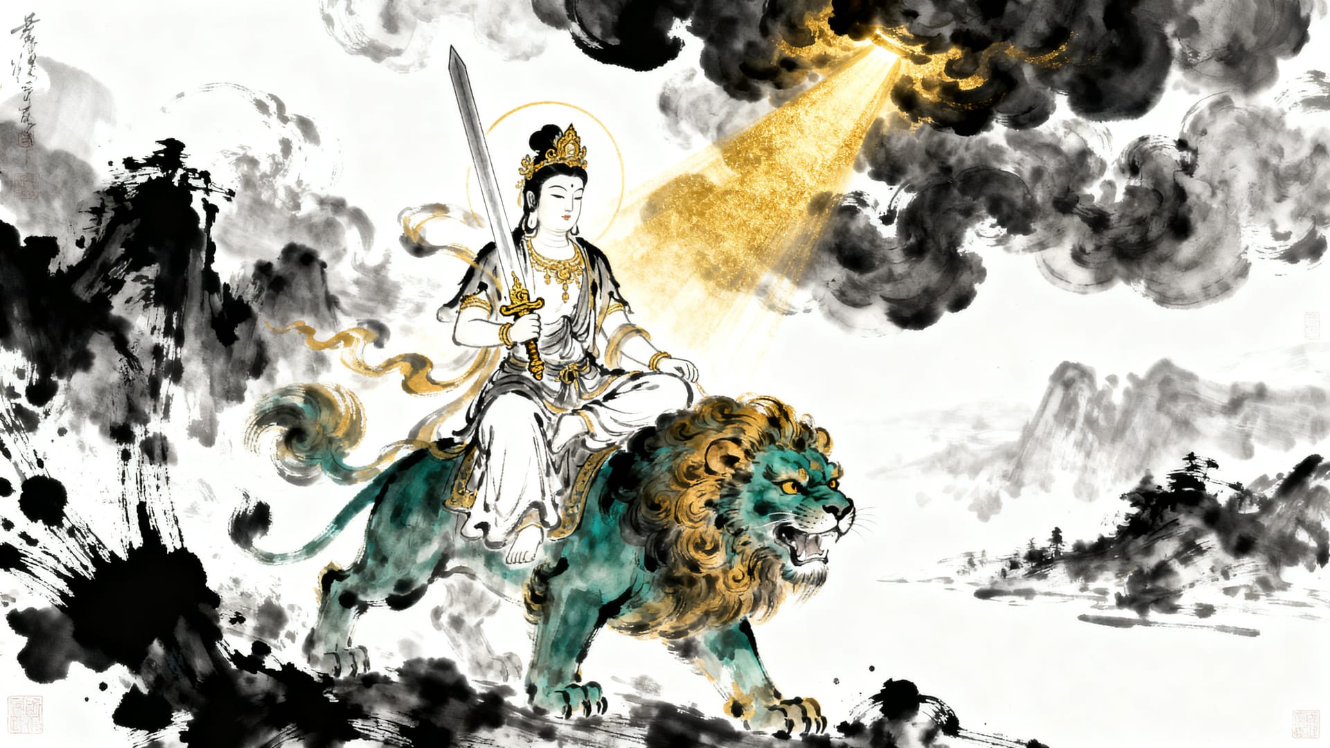 문수보살 · 발묵 지혜의 빛